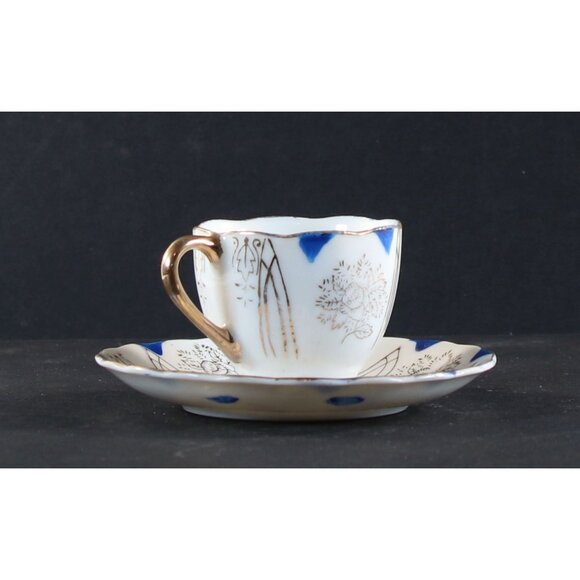 BACO Teacup and Saucer Demitasse 1950s Japan Hand Painted GC - Picture 4 of 12